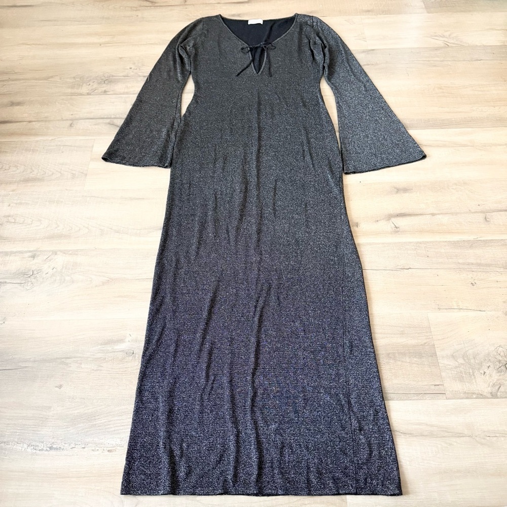 Meshki black metallic Kamila long-sleeve keyhole maxi dress - size XL - Picture 6 of 8